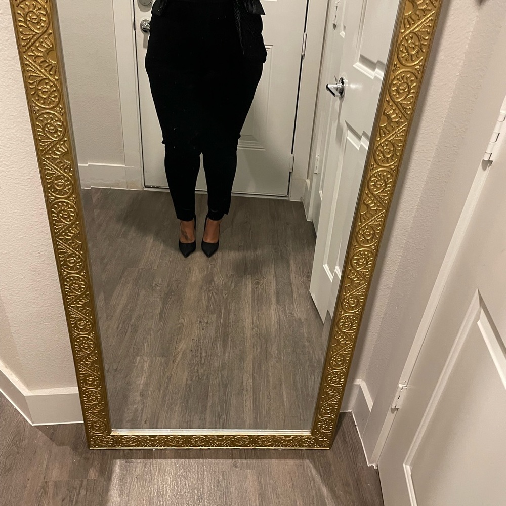 Pretty Little Thing Black velvet leggings. Never worn size 14.